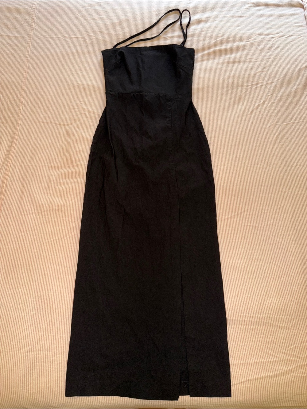 Classic Black Midi Dress with Slit